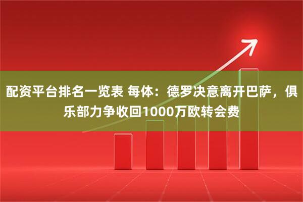 配资平台排名一览表 每体：德罗决意离开巴萨，俱乐部力争收回1000万欧转会费